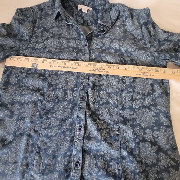 Blue Paisley Shirt Coldwater Creek Size Large - Picture 11 of 15